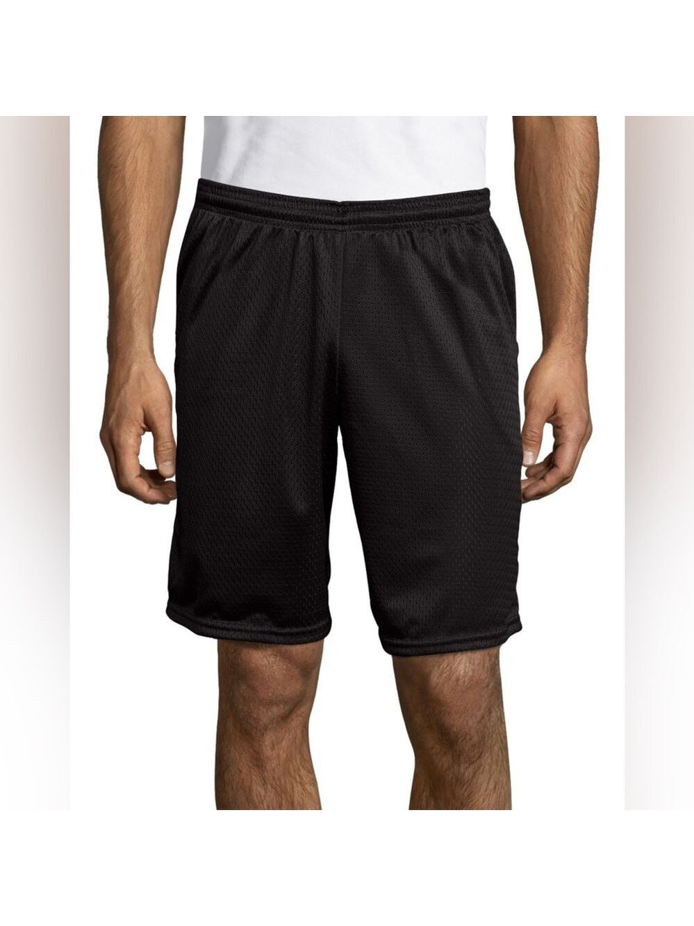 Hanes Sport Men's Mesh Athletic Shorts with Pockets, 9", Black